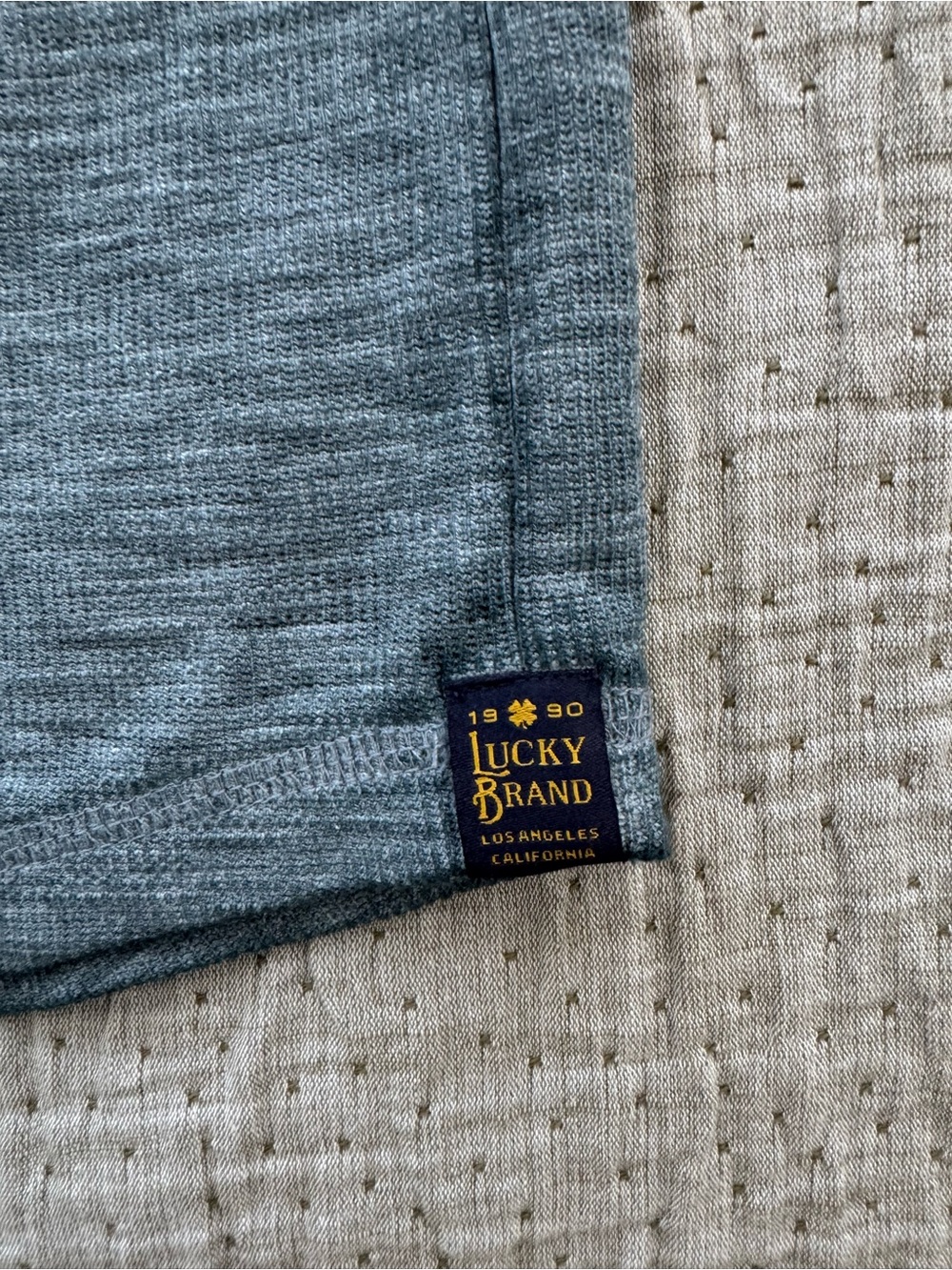 Lucky Brand Venice Burnout Blue Contrast Long Sleeve Raglan Crew T-Shirt - Picture 5 of 10